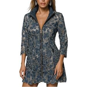 Marc Jacobs Size 2 Jacquard Denim Paisley Dress Western Artsy Grunge‎ Distressed